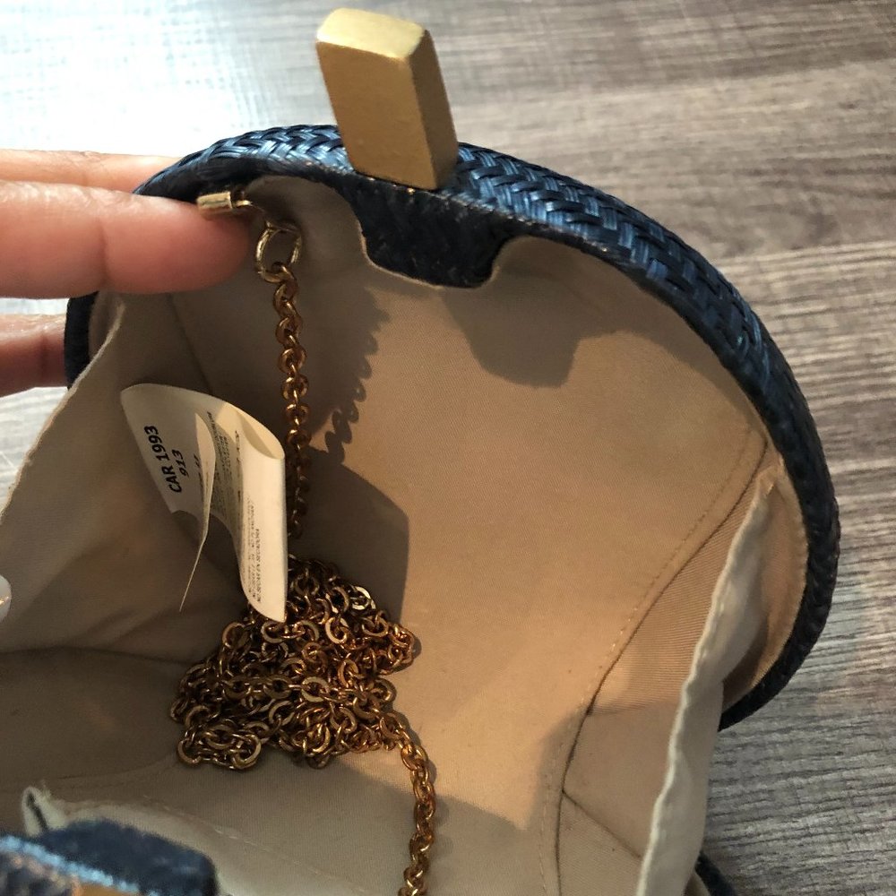 Hoss Intropia Braided Straw Clutch in Navy Blue - Picture 7 of 15